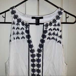 White Halter Summer Dress w Black Details